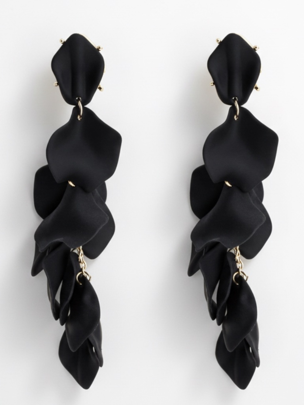Womens‎ Tassel Black Flower Petal Dangle Long Earrings